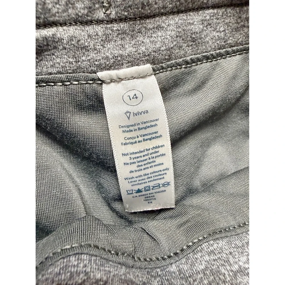 Ivivva By Lululemon Girls Gray Ruched Jogger Athletic Pants Size 14